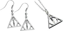 HP Deathly Hallows Symbol Metal Necklace And Earrings Set