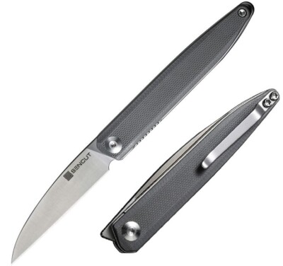 SENCUT Jubil Linerlock Folding Knife 3'' D2 Tool Steel Blade Gray G10 Handle