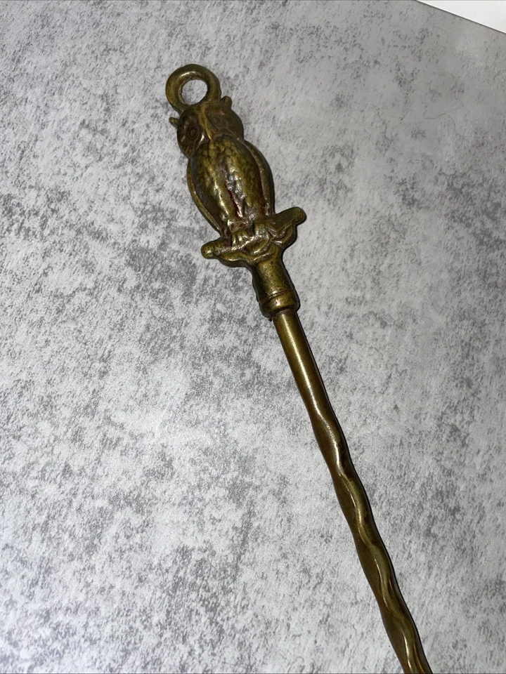 复古长 Shoehorn 19.5 英寸黄铜 OWL 口音金属硬度喇叭末端 — 第 3/4 张图片