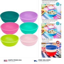 20 oz Reusable Plastic Bowls Set of 6 Dishwasher Safe Durable Toddler Kids