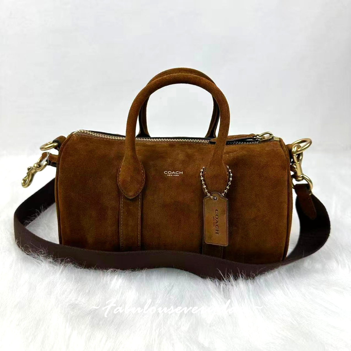 Coach Compass Bag 25 Crossbody/Shoulder In Suede/Gold/Warm Brown