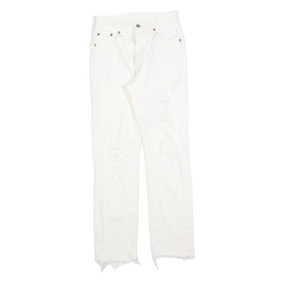 Levi's 501 Damen Jeans weiß Regular Straight Denim Raw W24 L30 Distressed