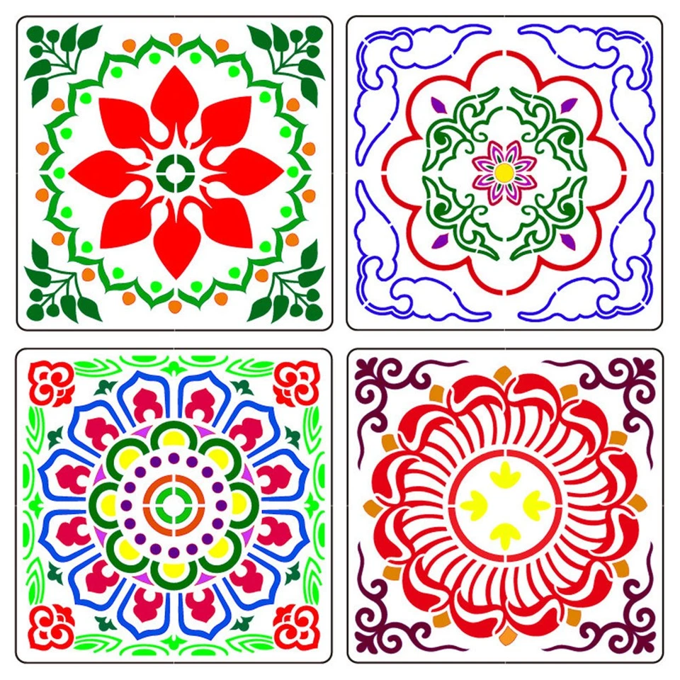 12 stücke wiederverwendbare Mandala-Vorlagen Spray Malerei Formen DIY aushöhlen - Bild 3 von 4