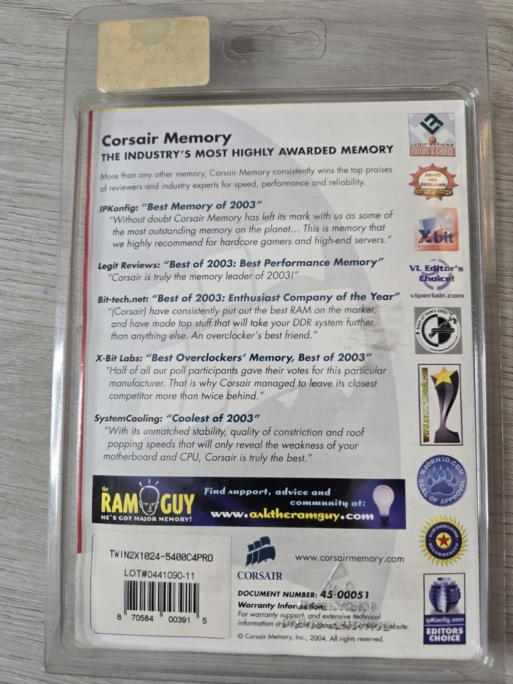 Corsair XMS2 Pro Series Xtreme Performance DDR2 Memory CM2X512-5400C4PRO 512MBx2 - Image 2 of 3