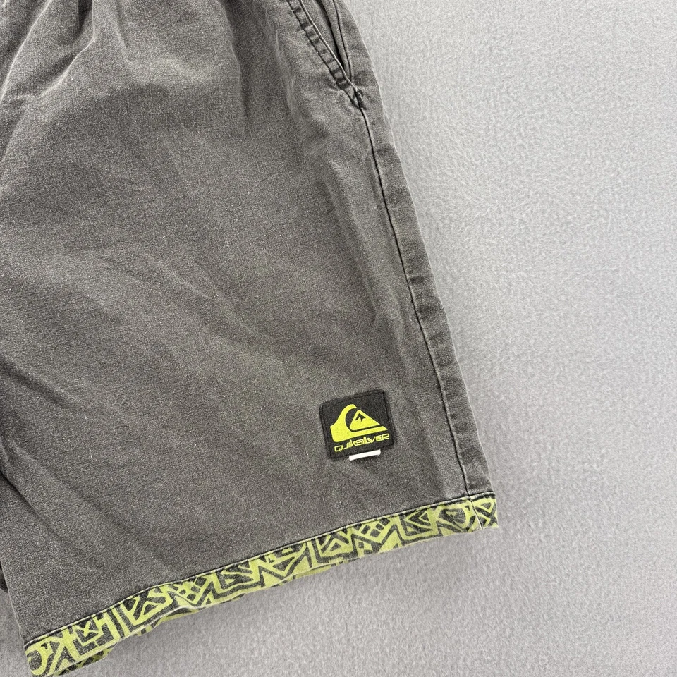 Pantalones Cortos Quiksilver Niños 28 Gris Negro Cintura Elástica Surf Patín Playa Algodón Retro Foto 2 de 4