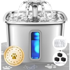 Innovation Award Winner Stainless Steel Cat Water Fountain, 108oz/3.2L Automa...