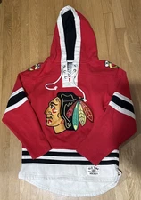 Chicago Blackhawks Mens Old Time Hockey Lace Up Hoodie NHL Sweatshirt Size. S
