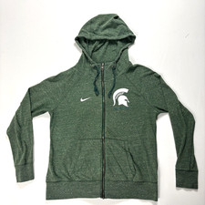 Michigan State University Nike Womens Zip Up Hoodie Green Sz M MSU Spartans