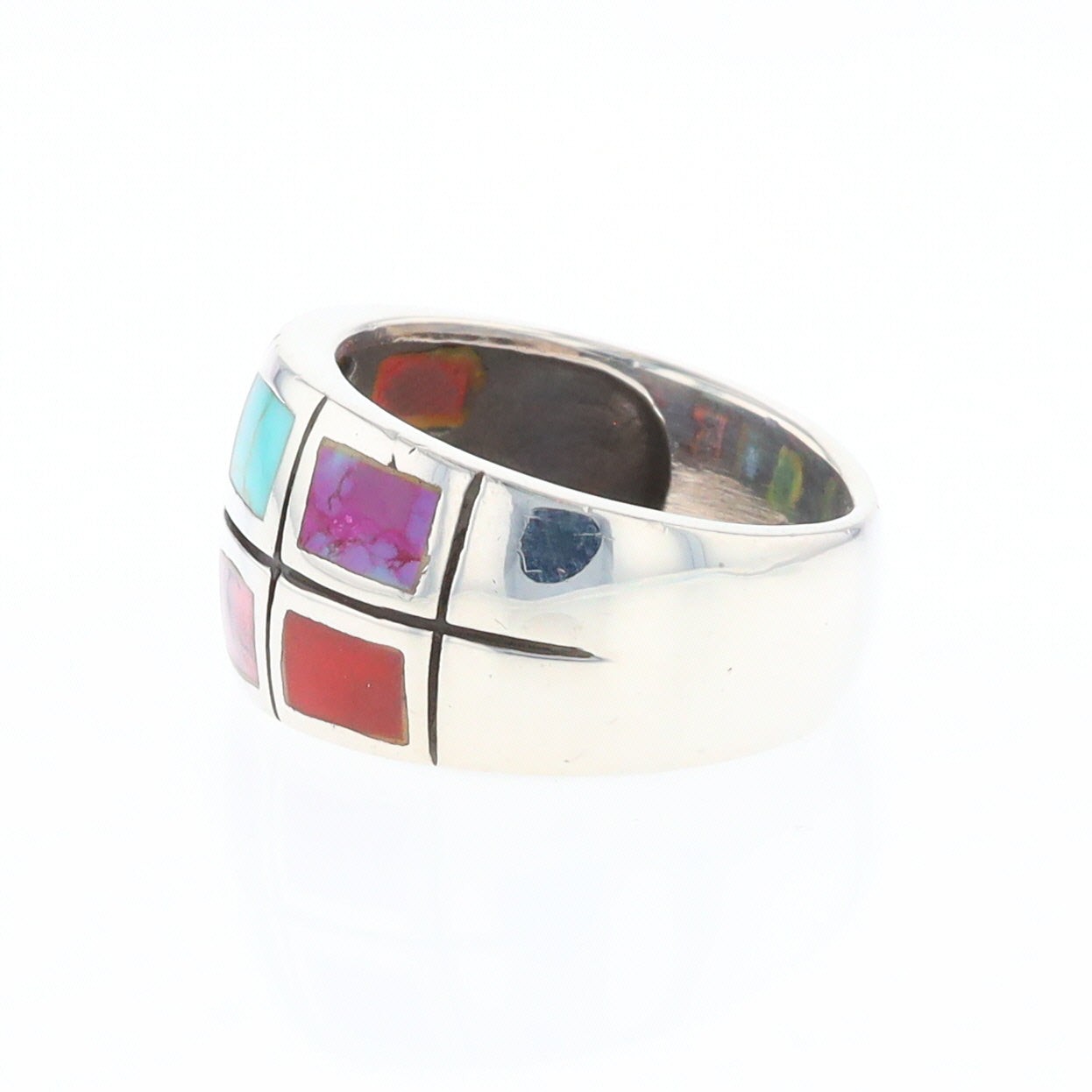 Native Silver Multi Stone Inlaid Ring GV166220 - image 4