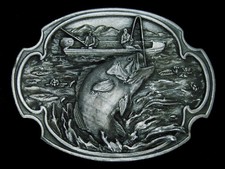 UA01145 VINTAGE 1984 LARGE MOUTH BASS FISHING COMMEMORATIVE BELT BUCKLE