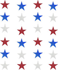 Star Garland, 4 Pack Red White and Blue Star Decorations for 4Th of July Patriot