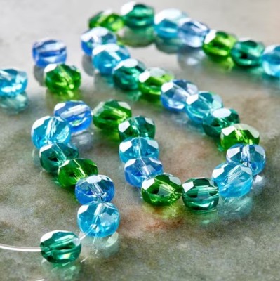 Aqua Mix Lentil Glass Beads, 6mm by Bead Landing 