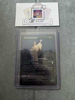 MTG Elvish Harbinger *BORDERLESS FOIL HILDEBRANDT*  The Lord of the Rings 527 NM