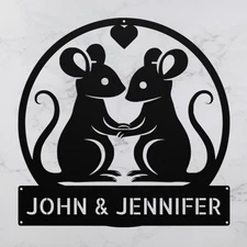 Personalized Couple Mouse Metal Sign Custom Wall Art Decor Gift for Mouse Lovers