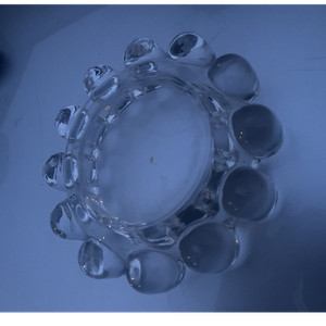 Anchor Hocking Crystal “Boopie” Glass Ashtray With Clear Bubbles on Rim