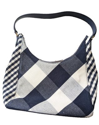 Talbots Hobo Purse Gingham Linen & Leather Trim Shoulder Bag Buffalo Plaid Cute