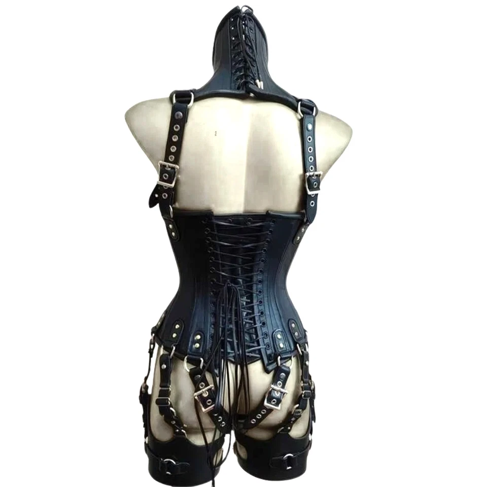 Real Leather Corset Body Harness Adjustable Thigh Straps Restraint Custom Size - Image 2 of 4