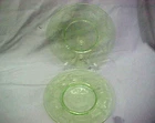 Pair (2) Cameo Etched Dancing Ballerina Green Uranium 8" Plates EC free ship