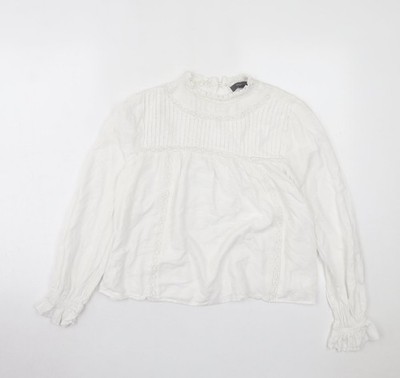 Primark Damen weiß Viskose Basic T-Shirt Größe 10 Rundhalsausschnitt