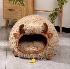 Cat Cave Yak Shaped Warm Pet Bed Cat Cave Indoor Cat Nest Semi Enclosed Dog Cat