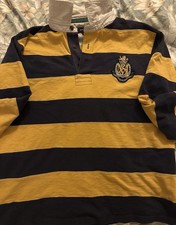Men’s M&S Yellow and Navy Stripe Rugby type Shirt XL