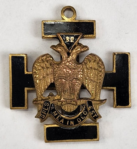 Vintage 32nd Degree Scottish Rite Masonic Medal Double Headed Eagle Enamel 1"