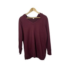 Old Navy Maroon Long Sleeve Tunic Sweatshirt Hoodie Women's Medium Zipper Detail
