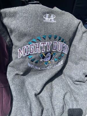 #ad Logo Athletic NHL Anaheim Mighty Ducks Snap Front Jacket Gray XL $250.00