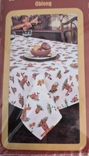 Harvest Scarecrow Fabric Tablecloth Festive Fall 52x70 Inch