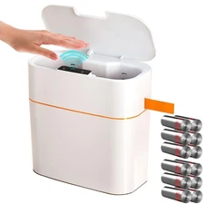 Touchless Bathroom Trash Can with Lid, 3.2 Gallons Motion Sensor Garbage Can,...