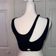 Alo Yoga 'Peak' Bra Black Cutout Crop Top Sports Bra  Size Medium