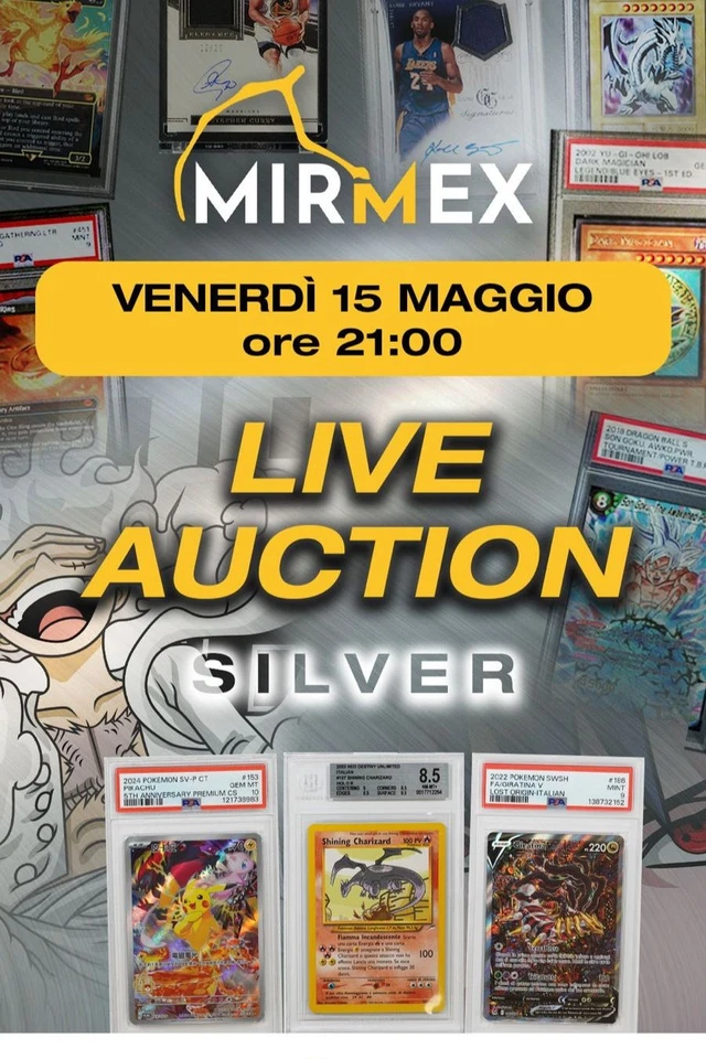 Mirmex Live! Aste da 1€! Carte raw e gradate! SILVER STREAM!