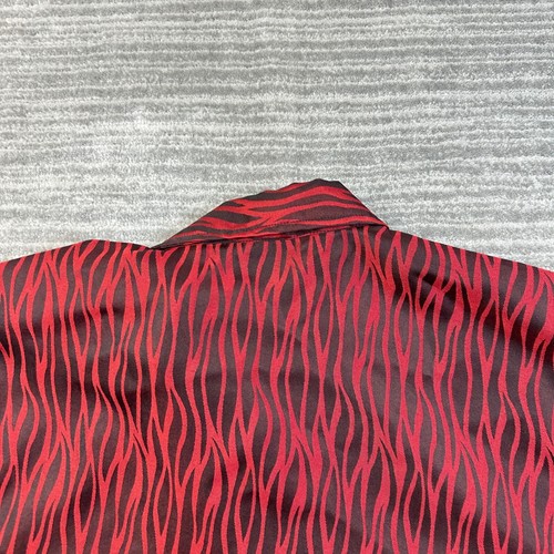7 Diamonds Shirt Mens Large Red Y2K Button Up Camp Casual Tiger Print Hawaiian - Picture 6 of 9