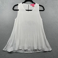 Catherine Malandrino Womens Blouse White Sleeveless Scoop Neck Pleated Size XS