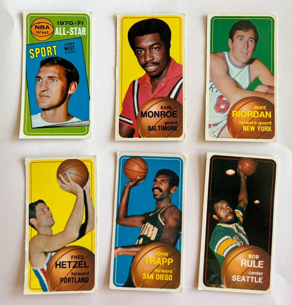 1970-71 Topps -JERRY WEST, EARL the PEARL, MIKE RIORDAN, JOHN TRAPP, BOB RULE