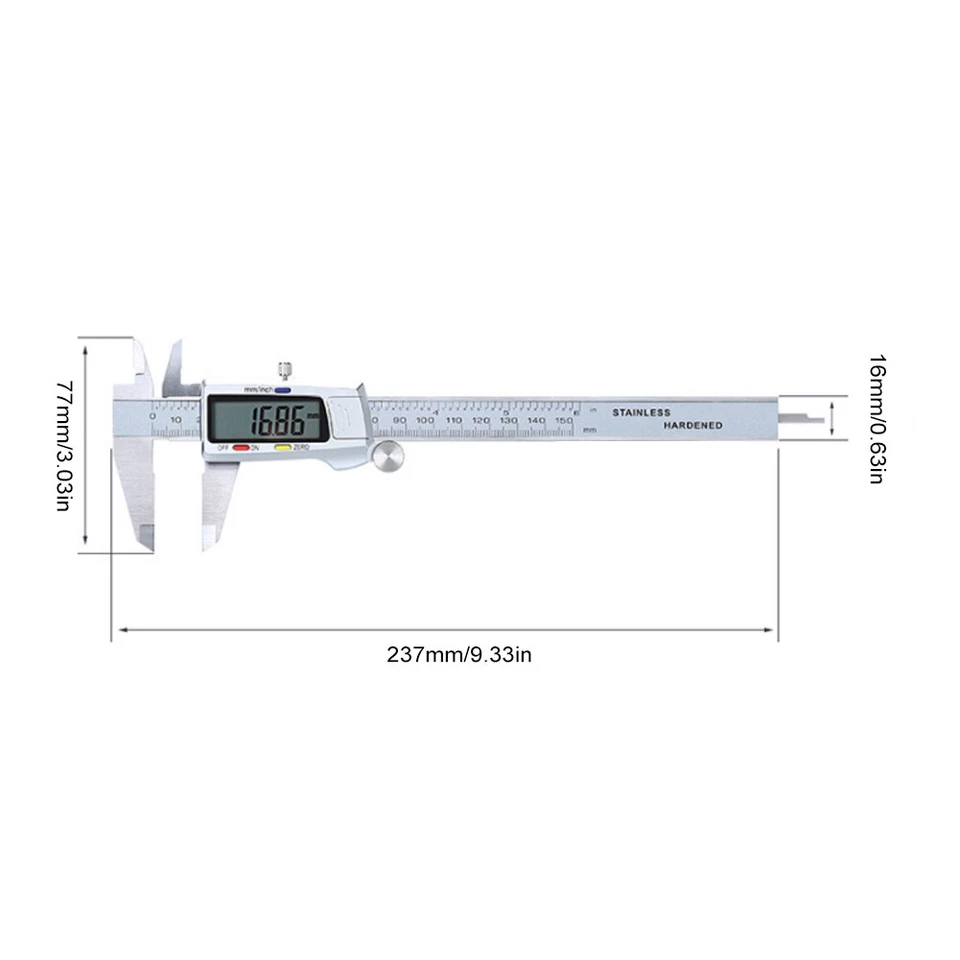 6" 150mm Stainless Steel Electronic Digital Vernier Caliper Micrometer Gauge LCD - Image 3 of 4