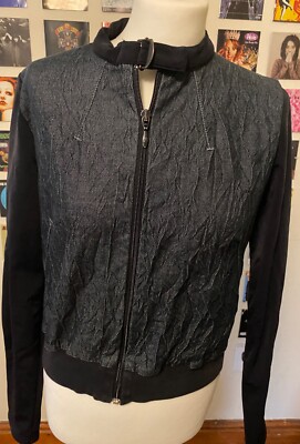 Vintage 90's Y2K archive Cop copine denim jacket blue black fleece