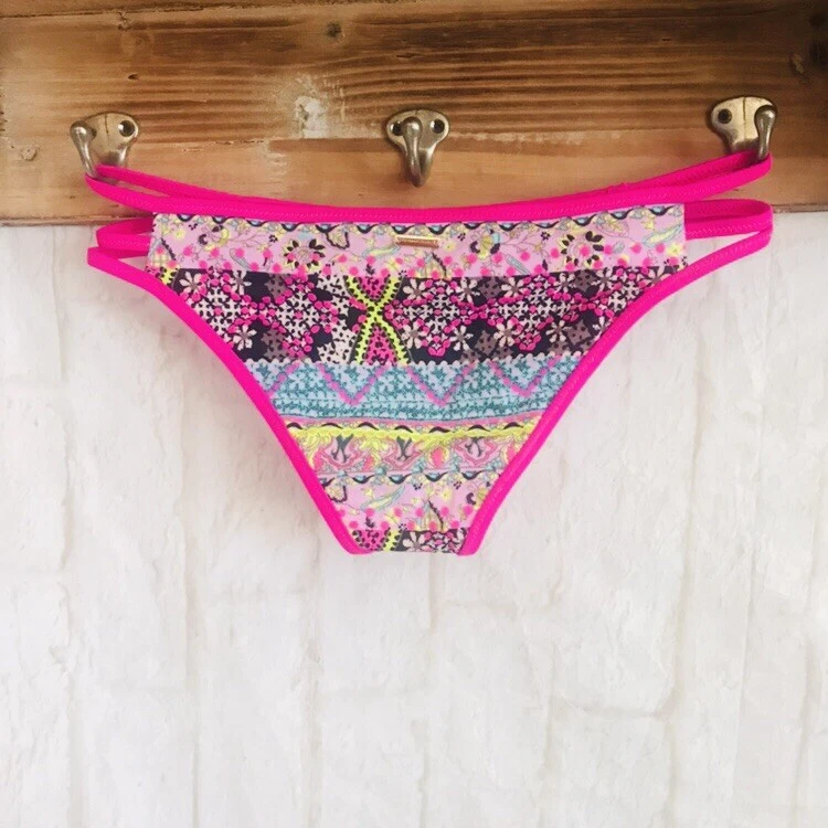 Новый с Ярлыками Victoria Secret плавать S розовый цветочный богемное с ремешками нахальный маленький бикини низ S - Изображение 2 из 3