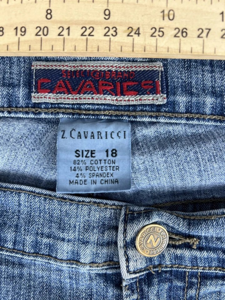 Pantalones de mezclilla para mujer Z. Cavaricci de pierna recta 18 azul lavado a la piedra tiro medio Foto 3 de 4