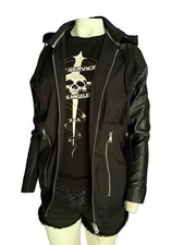 Kill City Vegan Leather Motorcycle Gothic Punk Biker Moto Band Jacket Hoodie