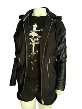 Kill City Vegan Leather Motorcycle Gothic Punk Biker Moto Band Jacket Hoodie