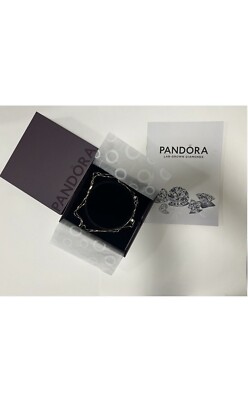 Neu Pandora Unendlicher Lab Grow Diamant Lange Anhänger Halskette 0,50 Karat 14K Gold