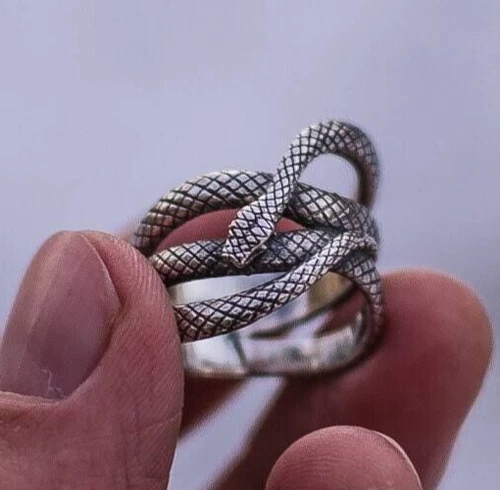 Snake Pattern  Style Ring Gift Ring For Her 925 Silver plated Royal Vintage Ring