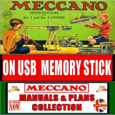 400+ Manuali Meccano volantini top model 1000+ piani di costruzione1906-89 chiavetta USB