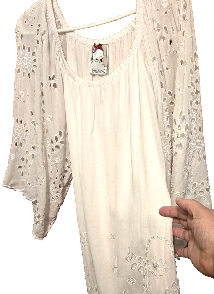 Vestido Anthropologie Grande Blanco Ángel Hada Bordado Ojales Forrado Cottagecore Foto 4 de 4