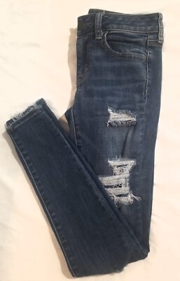 American Eagle Womens 4 High Rise Skinny Jegging Super Stretch Jean Medium Wash