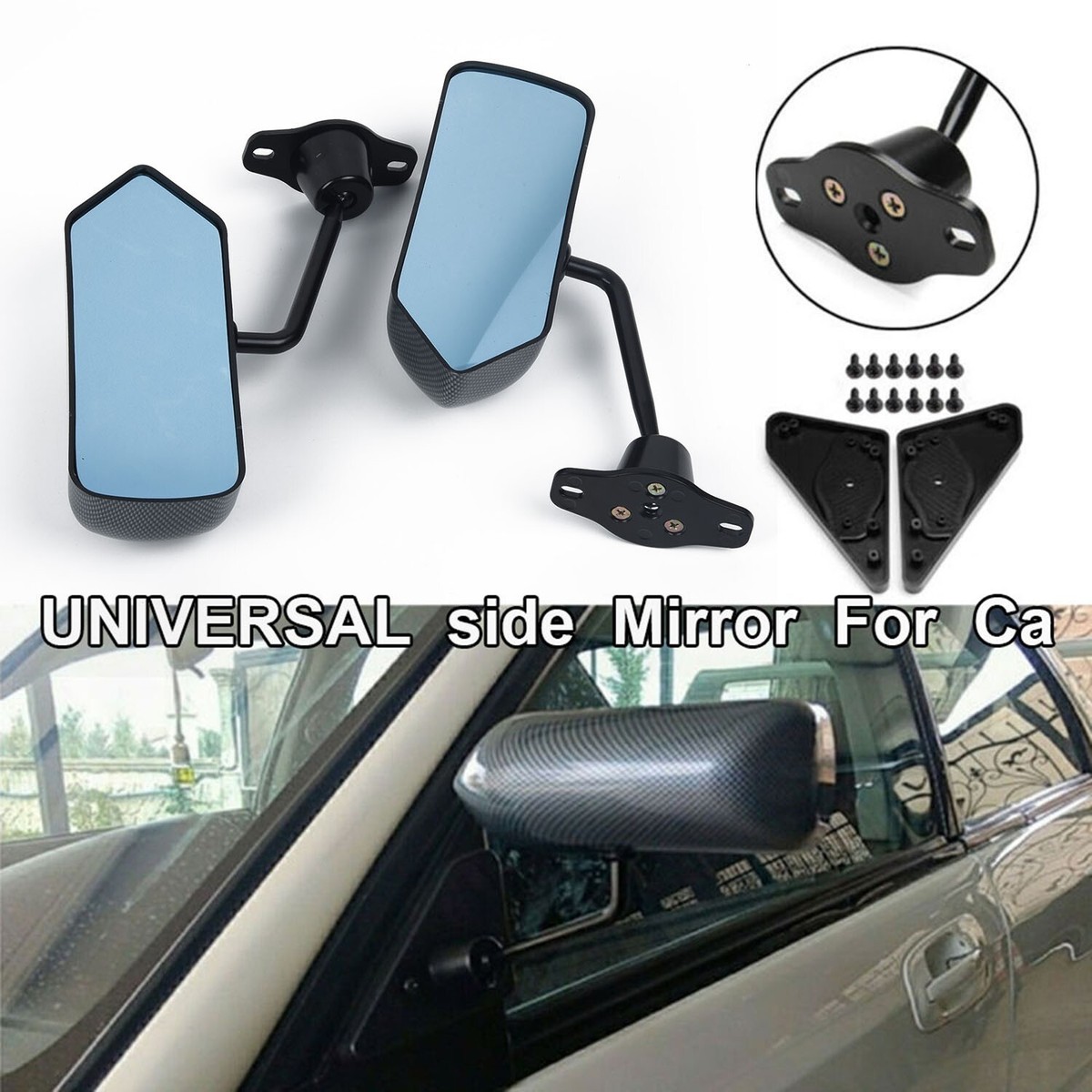 F1 Style Carbon Fiber Look Side Mirrors - Universal Fit For Cars Like Rav4, Miata, Mazda3