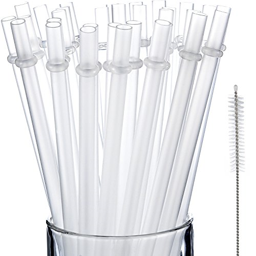 Jovitec 50 Pieces Reusable Drinking Straw 9 Inches Clear Plastic Straws