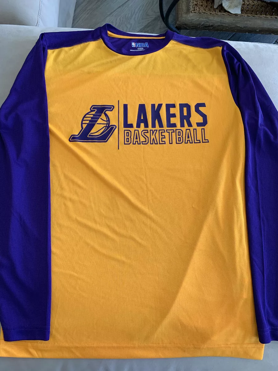 NBA LA Lakers Basketball Men's Long Sleeve Warm Up Practice Shirt  Jersey Medium