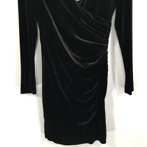 NWT Alex Marie Nikki Dress Sz 4 Stretch Black Velvet Ruched Lined Zipper - Picture 8 of 15
